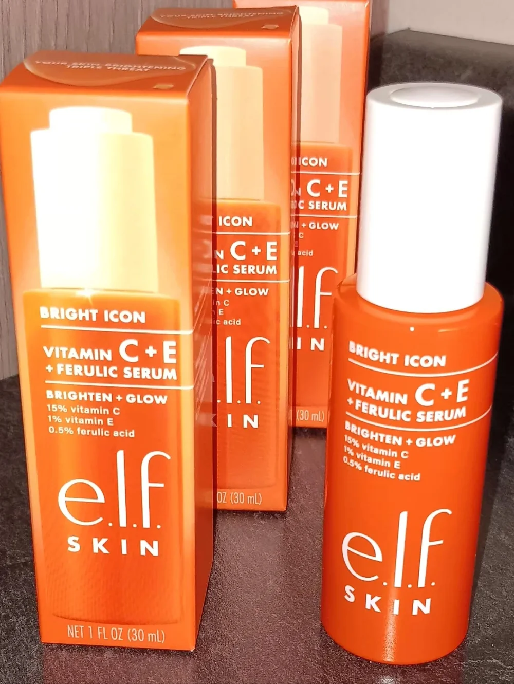 3pk Elf Skin Bright Icon Vitamin C+E Ferulic Serum — Orange